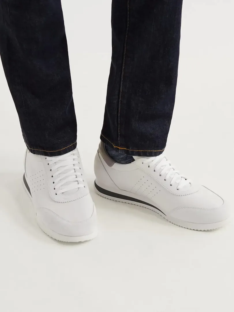 Brunello Cucinelli - Suede-Trimmed Perforated Leather Sneakers