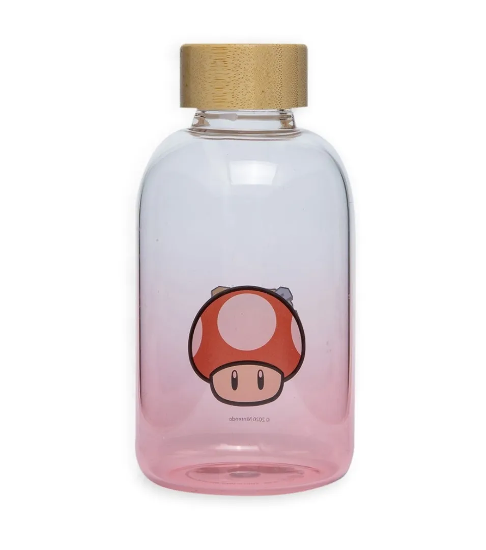 Super Mario Glass Water Bottle Mushroom - 620 ML
