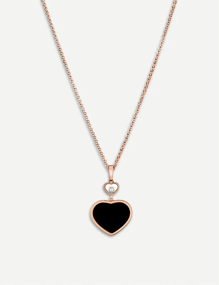 Chopard Happy Hearts 18Ct Rose-Gold, Onyx And Diamond Pendant