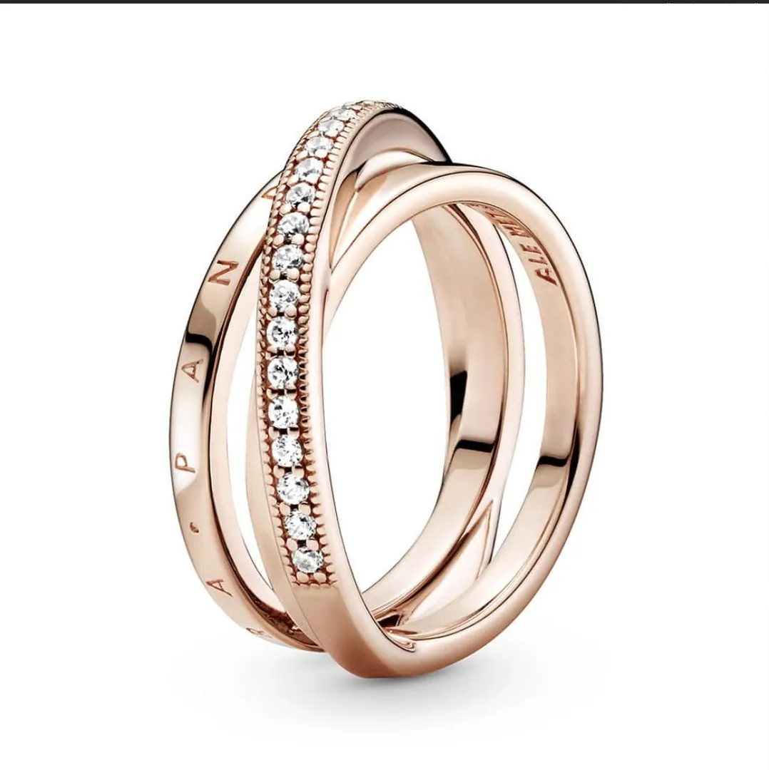 Pandora Rose™ Crossover Pavé Triple Band Cz Ring