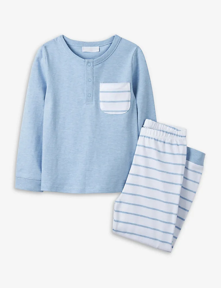 The Little White Company Henley Stripe-Print Cotton Pyjamas