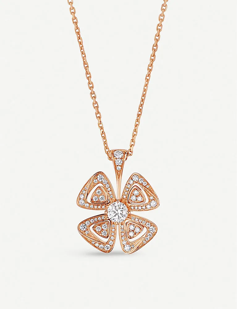 Bvlgari Fiorever 18Ct Rose-Gold And Diamond Necklace