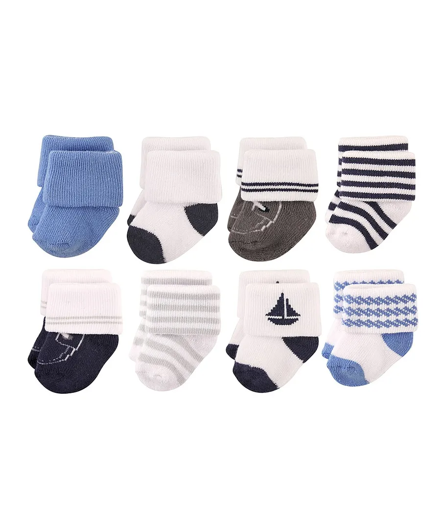 Blue Nautical 8-Pair Socks Set