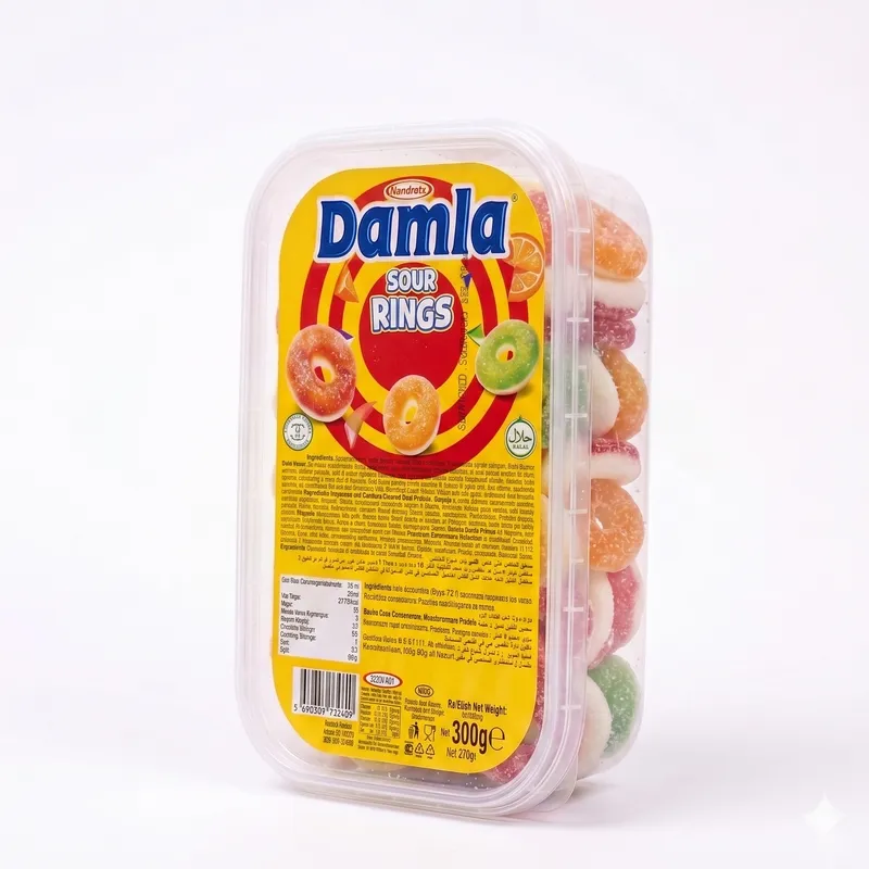 Tayas Damla Turkish Sour Rings with Mixed Fruit Flavor Gummy 300gr