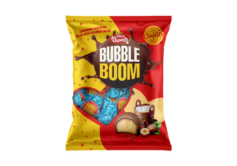 Elmas Sweets Bubble Boom Chocolate with Hazelnut Cream filling 1kg (Blue Wrapper)