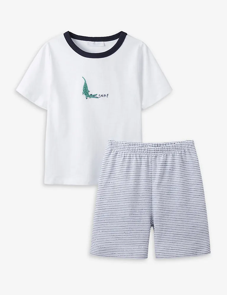 The Little White Company Snap Crocodile-Print Cotton Pyjamas 1