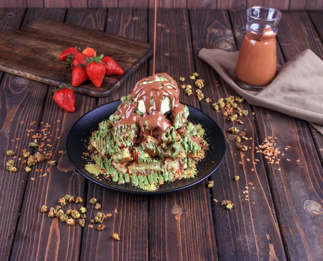 Pistachio Waffle Bites