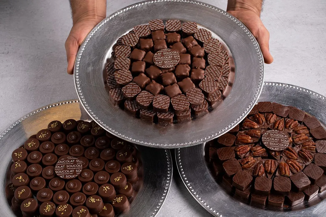 Silver Metallic Tray With Mixed Chocolate