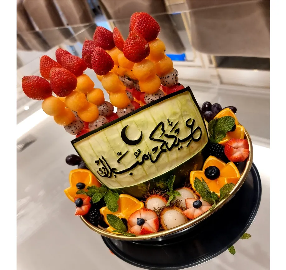 Carved Watermelon with mixed fruit Sticks