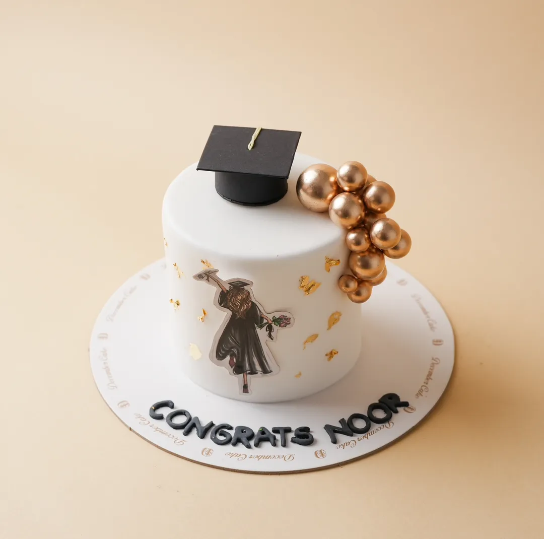 Graduation girls balls cream cake 6inch mix chocolate vanilla