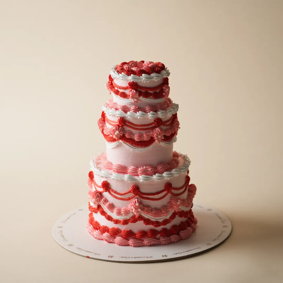 3layer love pink red cream 8-6-4 inch mix chocolate vanilla