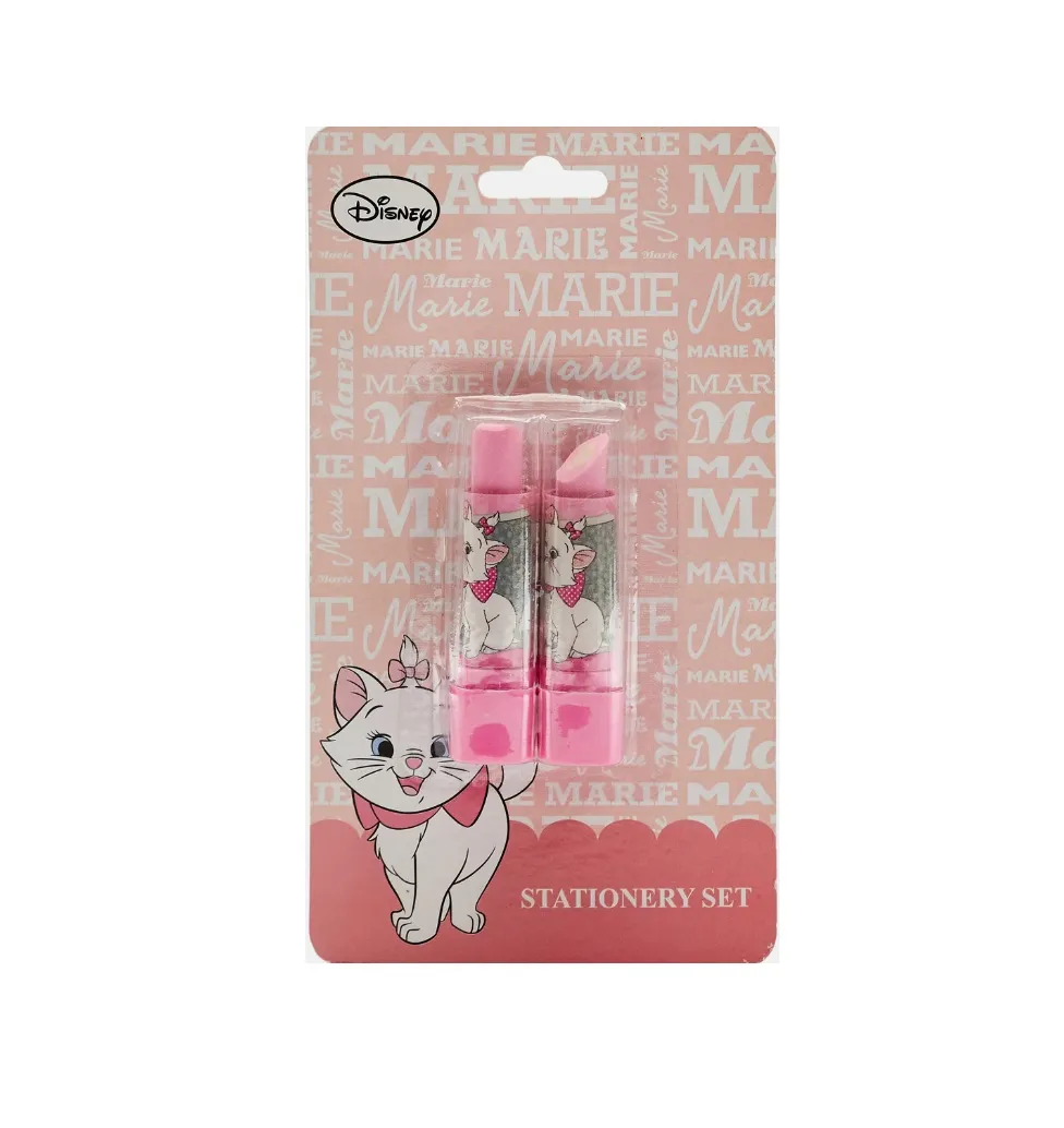 Disney Marie 2 Eraser Set Lipstick Shaped