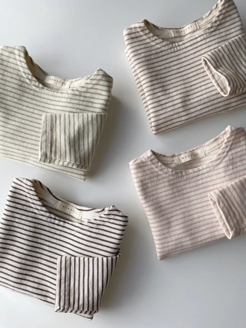 Stripe Long Sleeve Tee- Beige