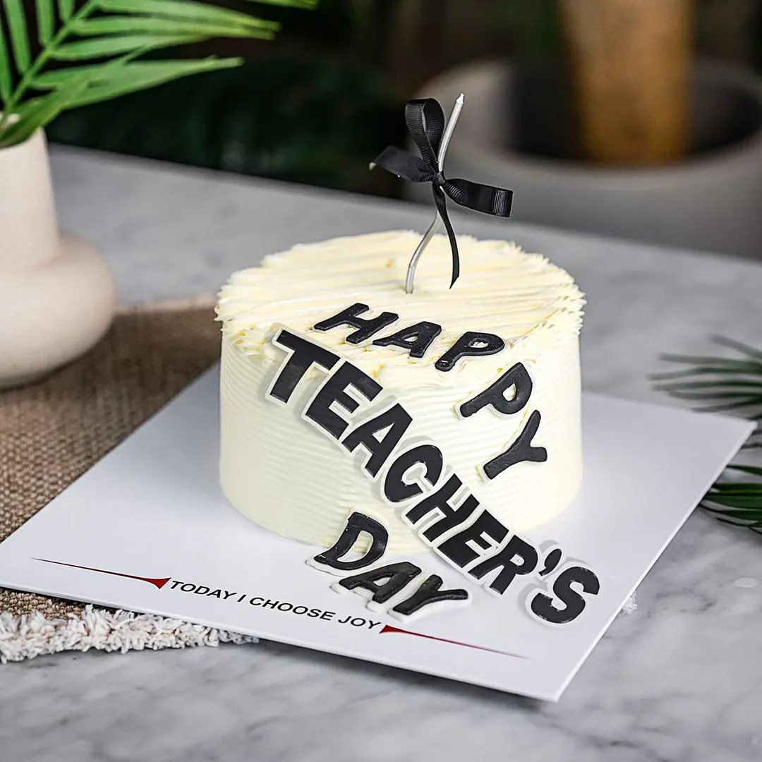 Teacher's Black Happy Birthday Art Cake