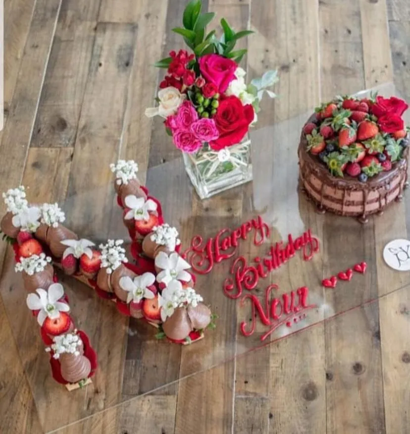 Mix letter with choco berry cake