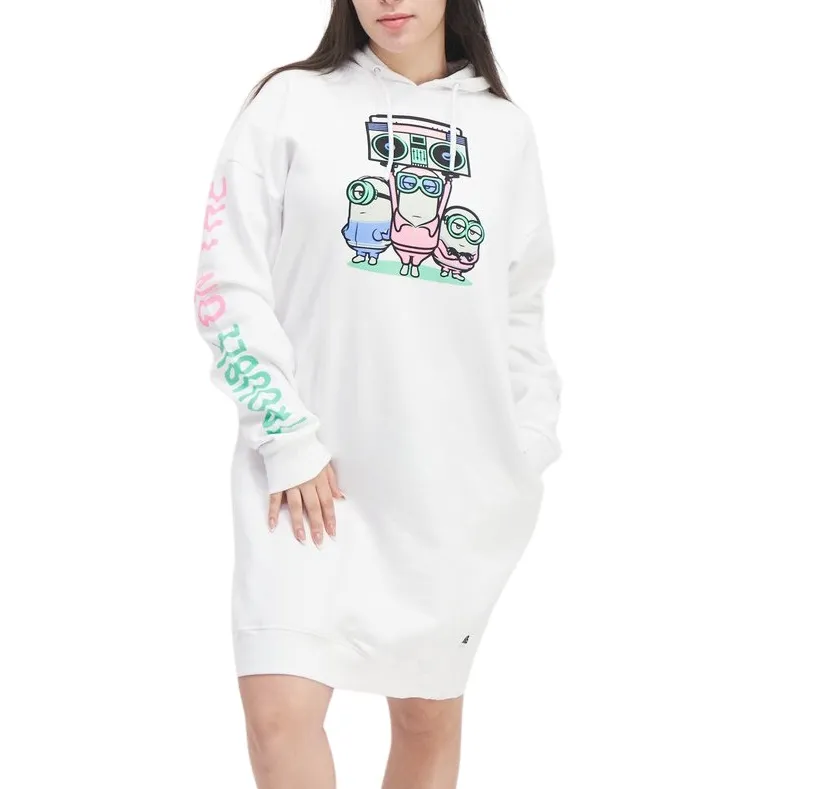 Minions Long Hooded Sweater Dress - White