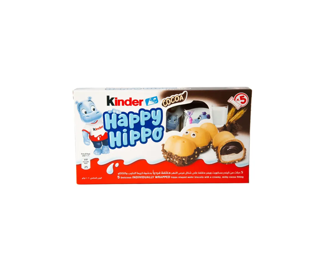 Kinder Happy Hippo Biscuits Filled with Cocoa Cream and Dipped in Chocolate 5 Pieces
