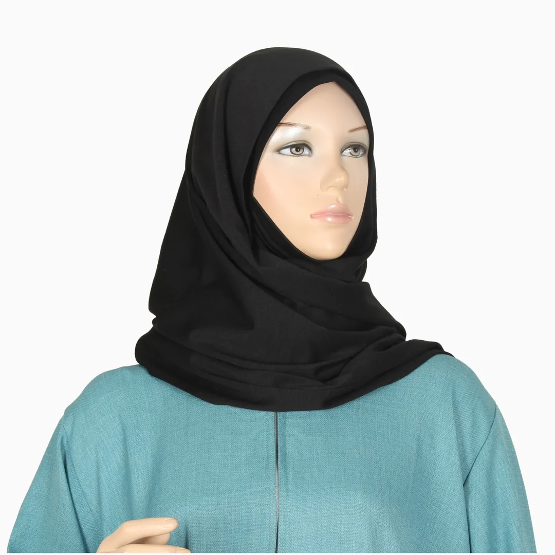 قبعة بشيلة قطن بكريب أسود A