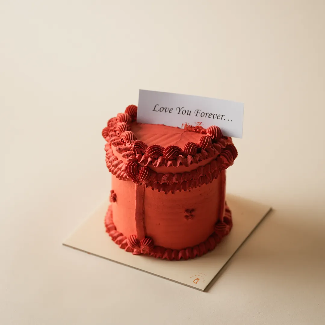 Red cream cake love you forever ever 4inch small