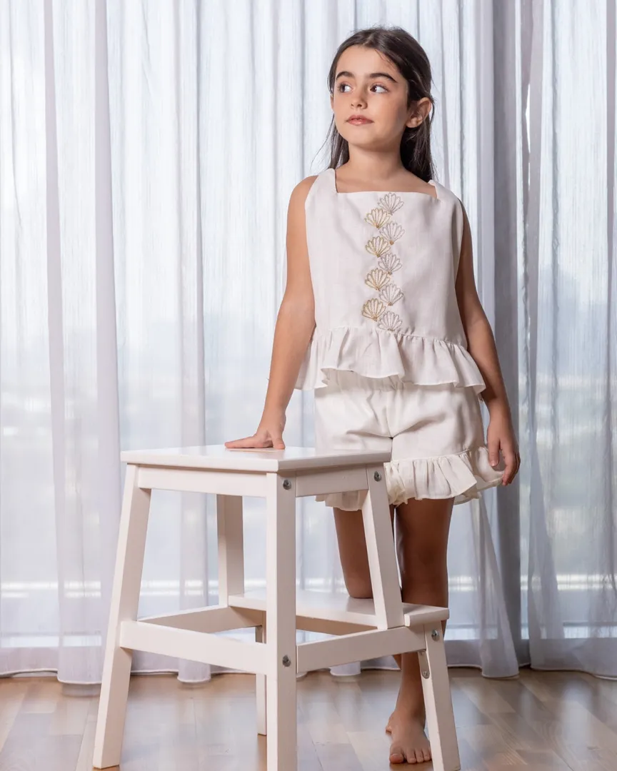 Seashell Set (Top Embroidery)- White