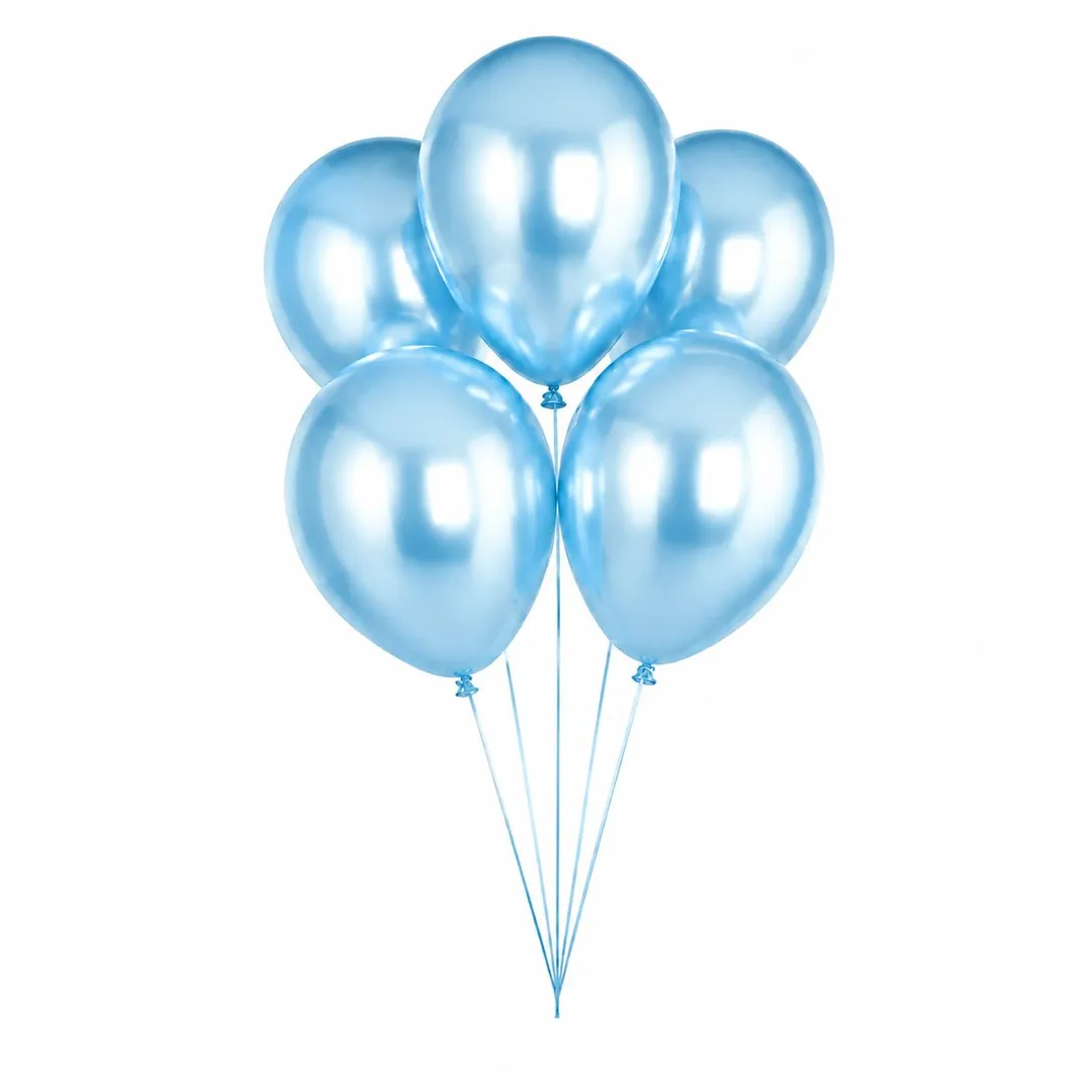 5 Balloons Helium Sky Blue
