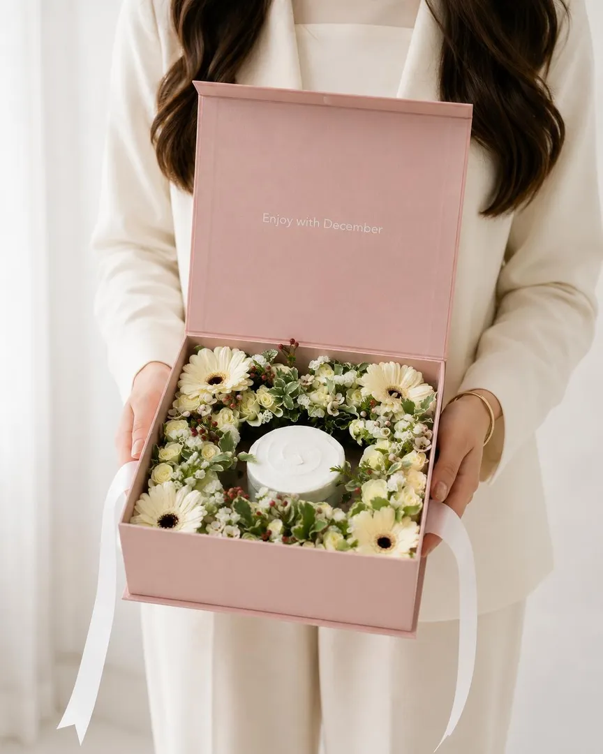 D flower cake box white flower mini cake
