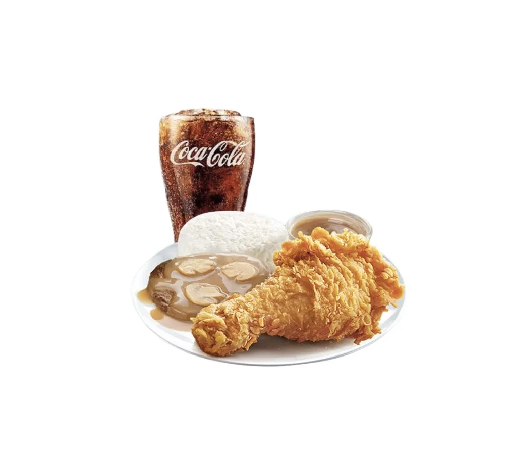 1Pc Beef Patty with Mushroom Sauce, Chickenjoy with Rice Meal