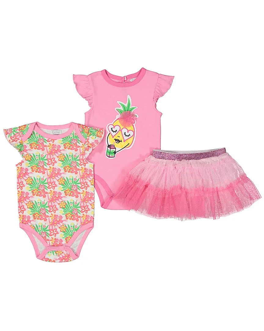 Baby Girl's 3PCS Pineapple Short Sleeve Top & Skirt Set