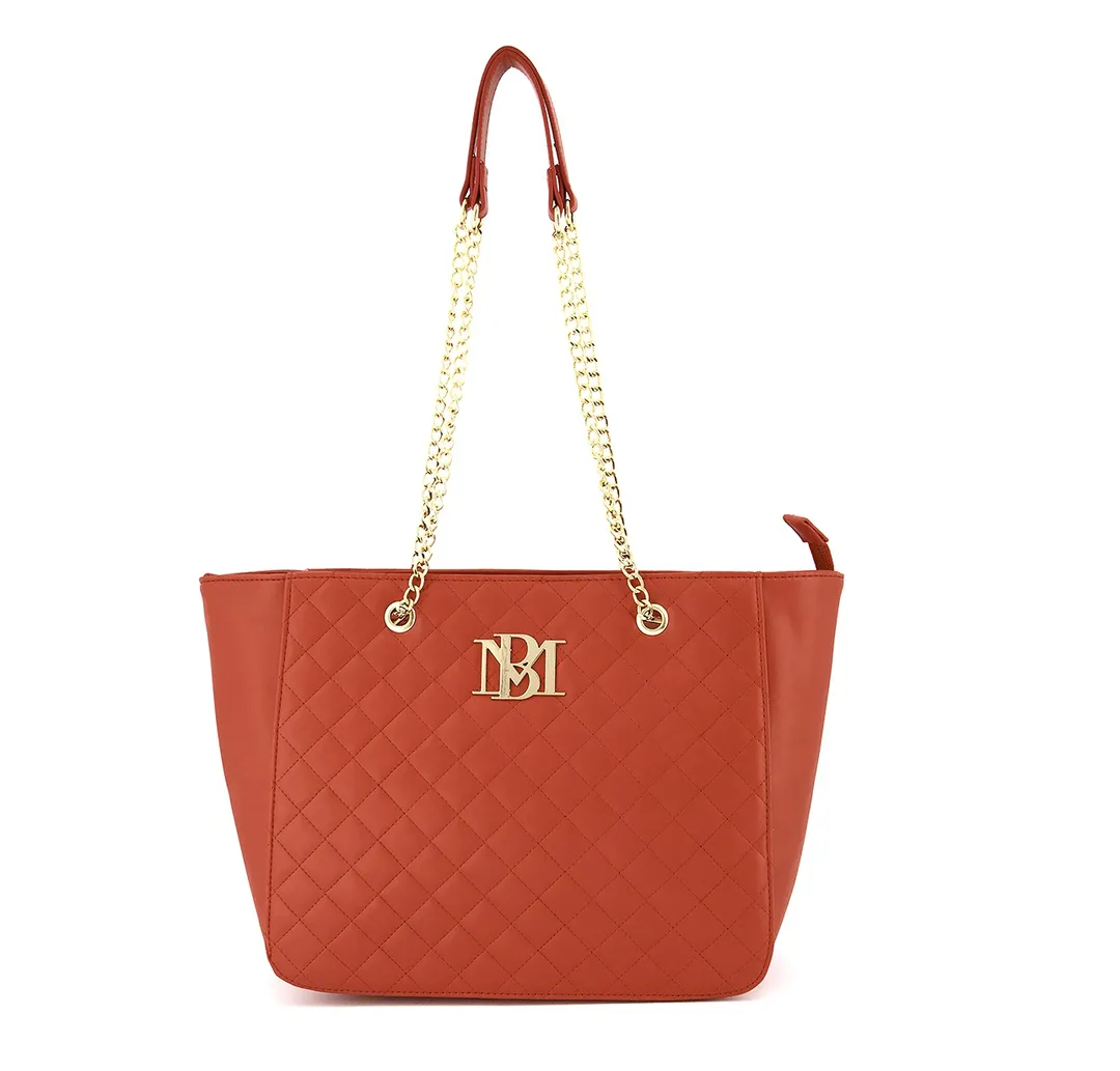 Badgley Mischka - Quilted Chain Strap Tote Bag - Red
