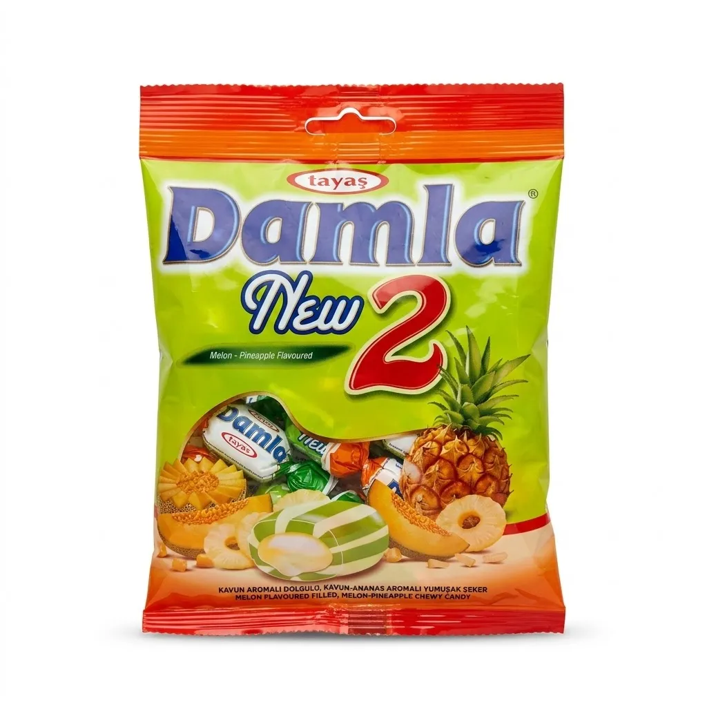 Tayas Damla New 2 Center Filled Assorted Fruit Toffee 90g x 24 pcs