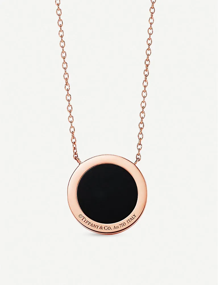 Tiffany & Co Tiffany T 18Ct Rose-Gold And Onyx Pendant Necklace
