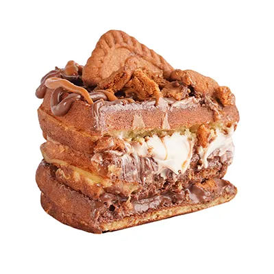 Lotus Bomb Waffle Cake Slice