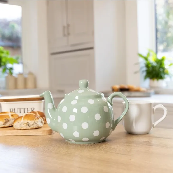 Teapot with Strainer Polka Dot 4 Cups (1.2 Litre) - Green/White