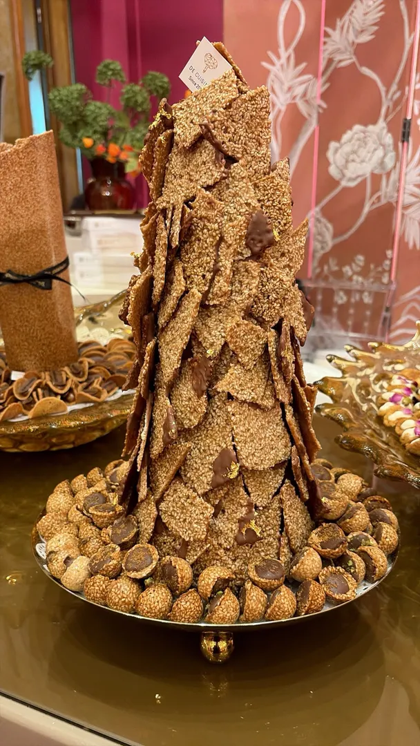 Chocolate Sesame Brittle Tower
