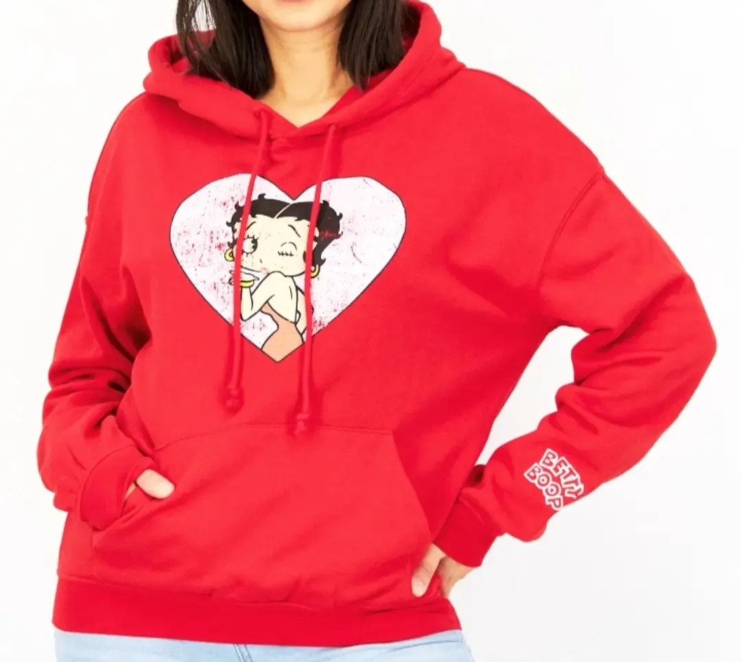Betty Boop Long Sleeves Hoodie - Red