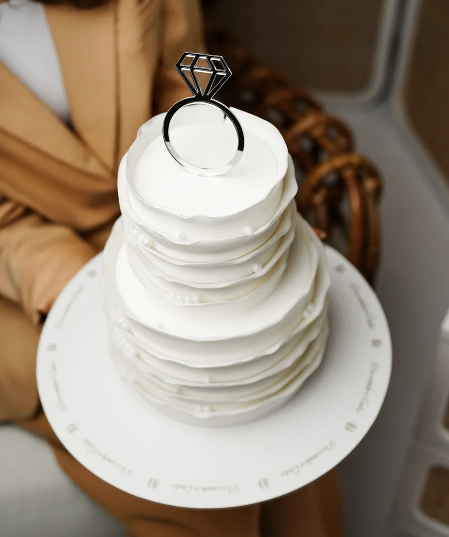 Small double white ring cake 💍 mix chocolate vanilla