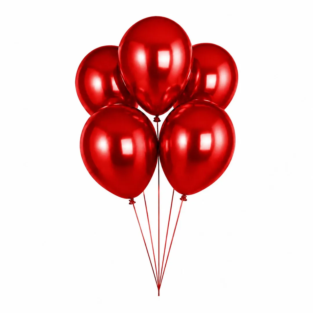 5 Balloons Helium Red