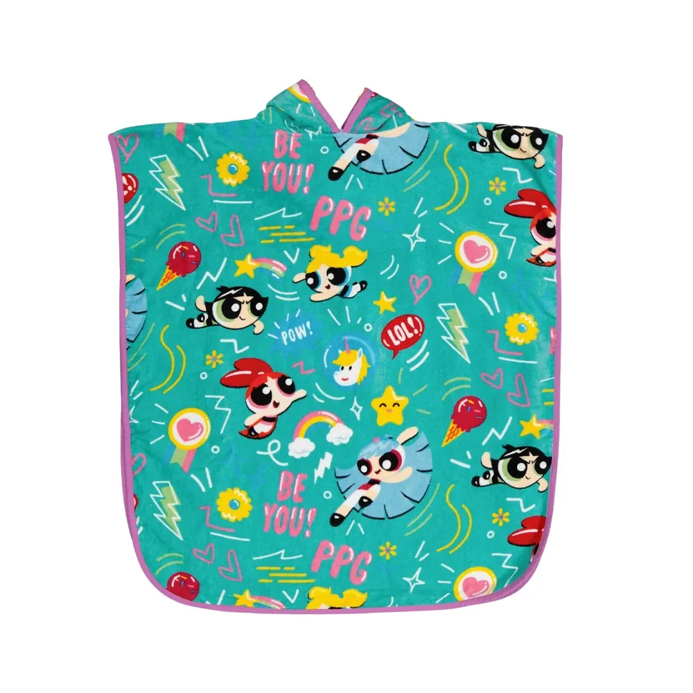 Powerpuff Girls Print Hooded Poncho Towel