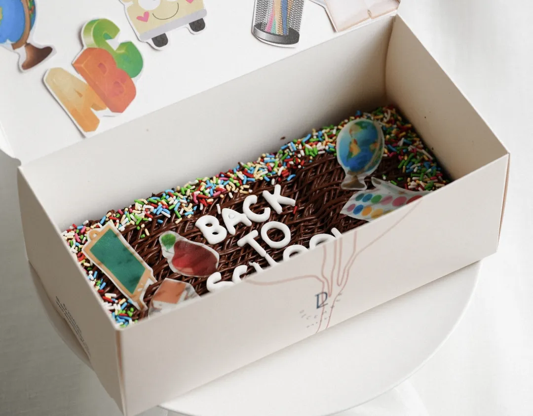 Chocolate cake box back to school