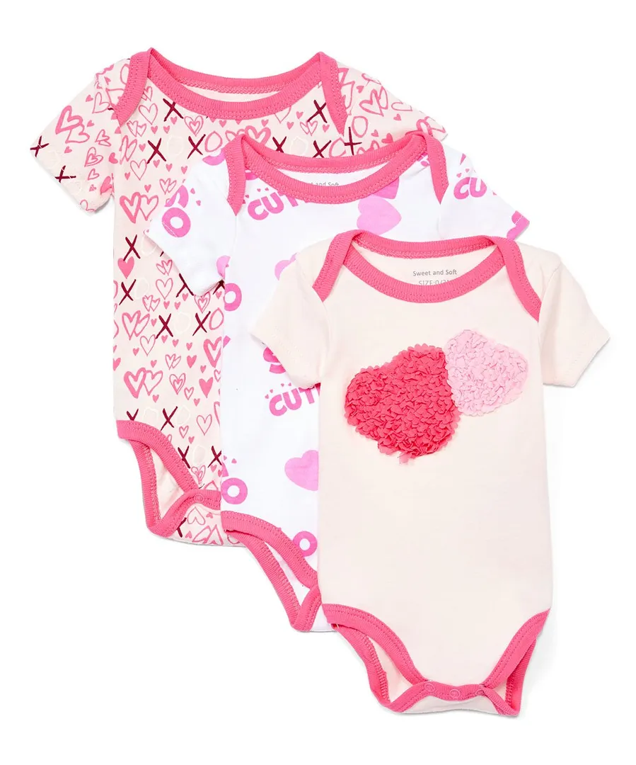 Pink Heart 'So Cute!' Bodysuit Set