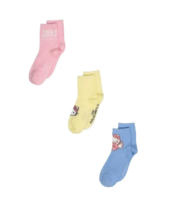 Hello Kitty 3 Pair Graphic Printed High Socks