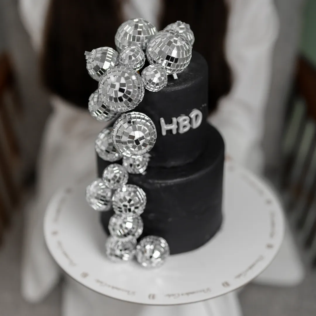 Small double cake 6inch black Disco Cake mix chocolate vanilla