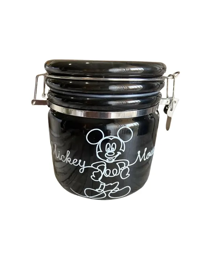 Mickey Mouse Small Size Ceramic Airtight Jar (Sugar, Coffee, Cookies) Black