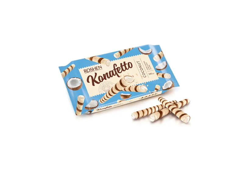 Roshen Konafetto Wafer Rolls with Coconut paste filling 140g