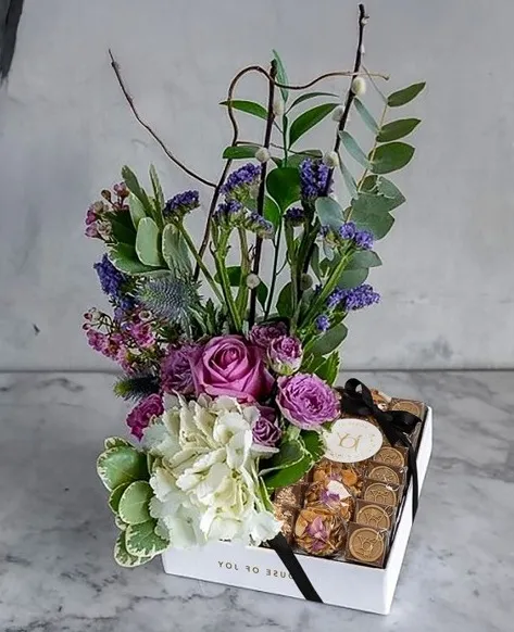 White Square Tray - Purple White