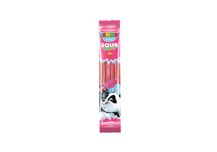 Tayas Jimmy Sour Flavored Strawberry Tubes 30gr x 24 Pieces