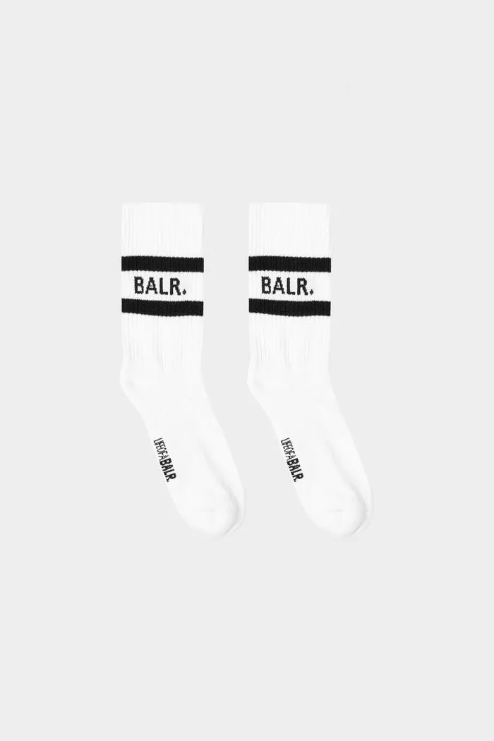BALR STRIPED RIB SOCKS 2-PACK WHITE
